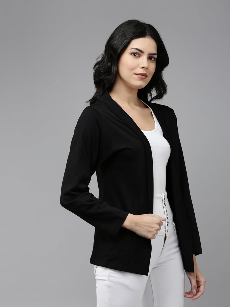 KRYPTIC Women’s Regular Length Cotton Shrug with Side Pockets | Soft Lightweight Knitted Fabric, Open Front Long Sleeve Layer for Stylish Everyday Wear, Casual Outfits & Travel - Image 4